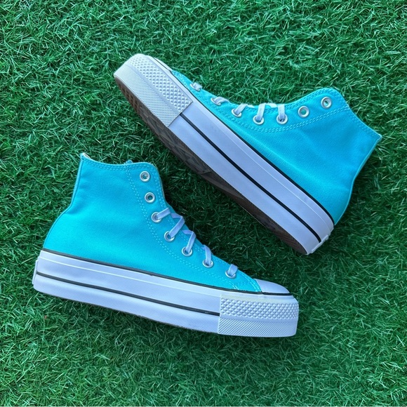 🎁Converse Chuck Taylor All Star Ctas Lift Hi Triple Cyan - Picture 9 of 12